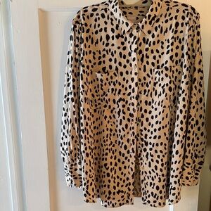 Chico's Beige and Black Animal Print Shirt